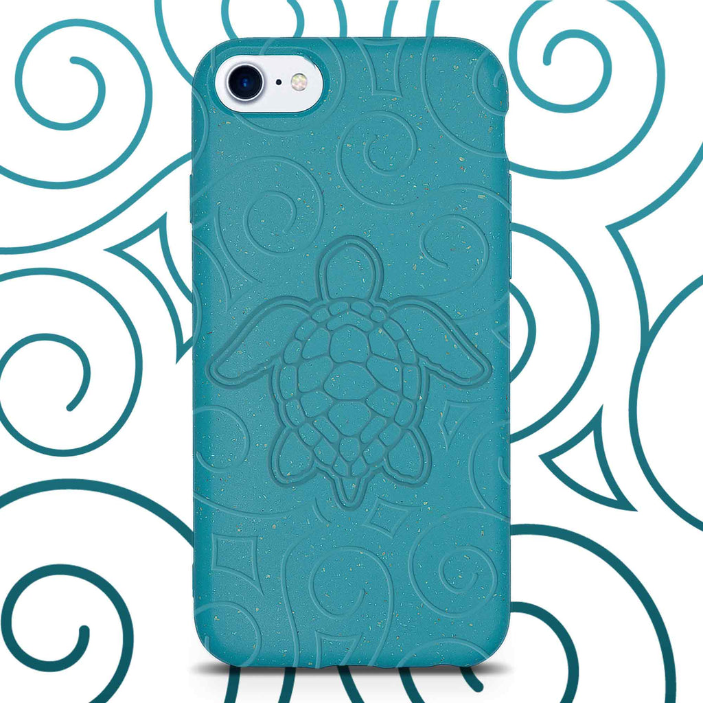 Ocean Turtle -  Biodegradable Phone Case - Ocean Blue and Black-0