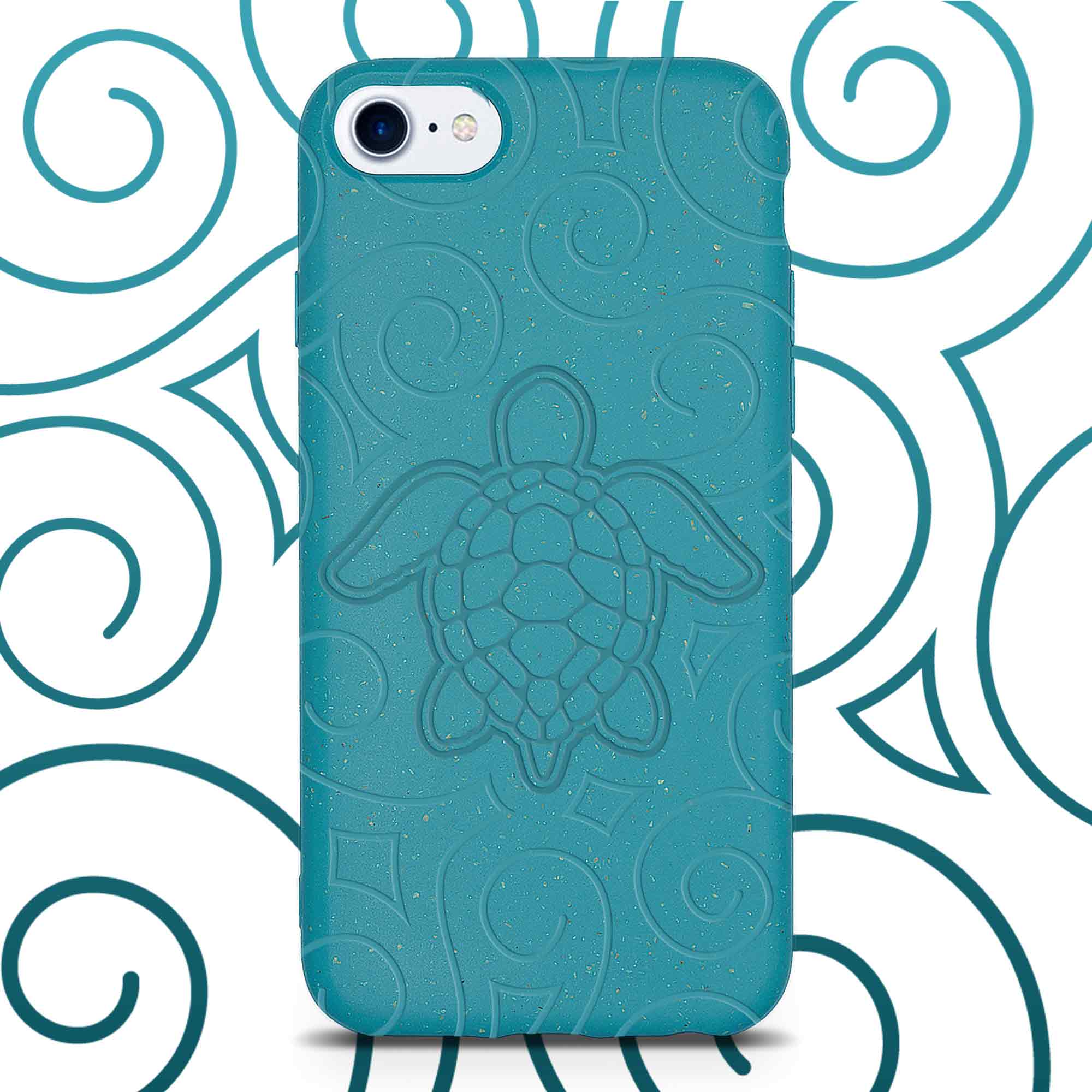 Ocean Turtle -  Biodegradable Phone Case - Ocean Blue and Black-0