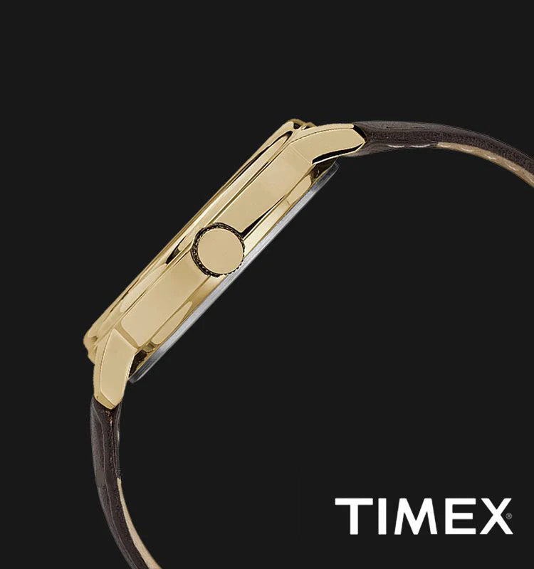 Timex Men's Brown Leather Watch, Silver Dial | TW2R85600-3